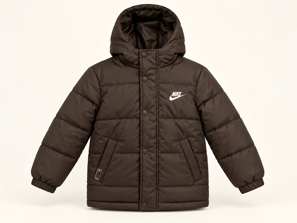 Dark Brown Nike Padded Jacket on a warm studio background