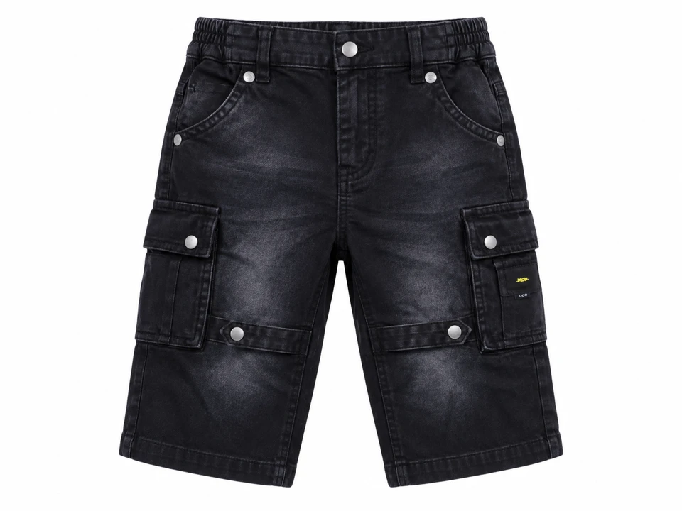Invisible mannequin displaying black faded cargo shorts