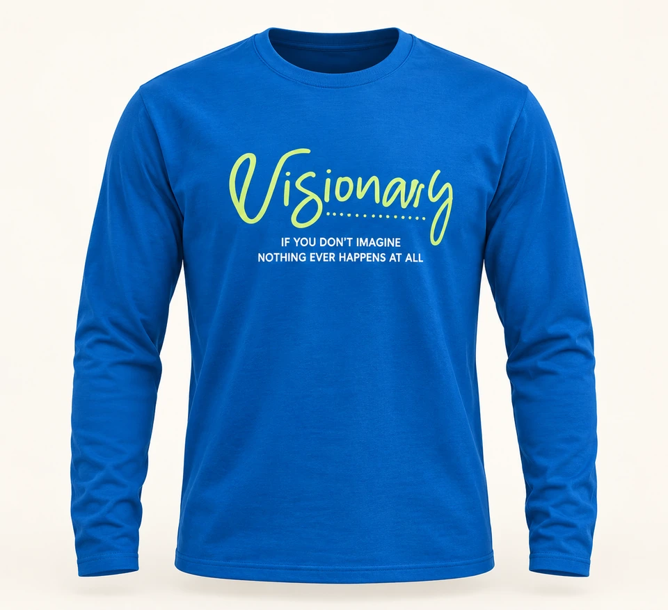 Blue Visionary Long-sleeve T-shirt — Studio product view