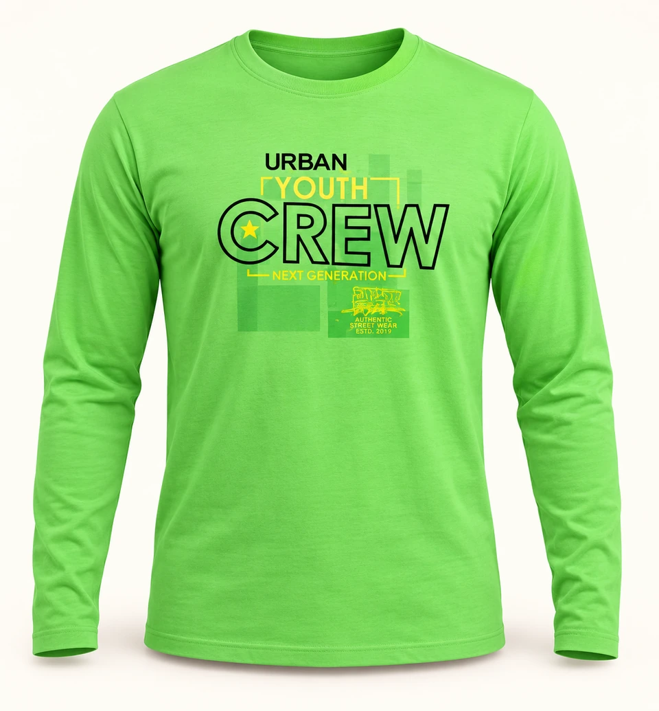 Green Urban Youth Crew Long-sleeve T-shirt — Studio product view