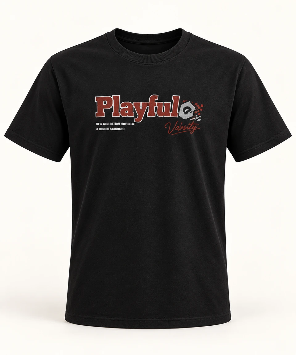 Black Playful Graphic T-shirt — Studio product view