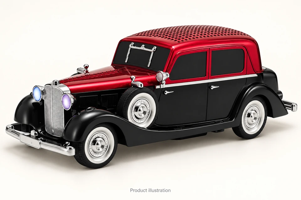 Red and Black Vintage Car Speaker — Product illustration