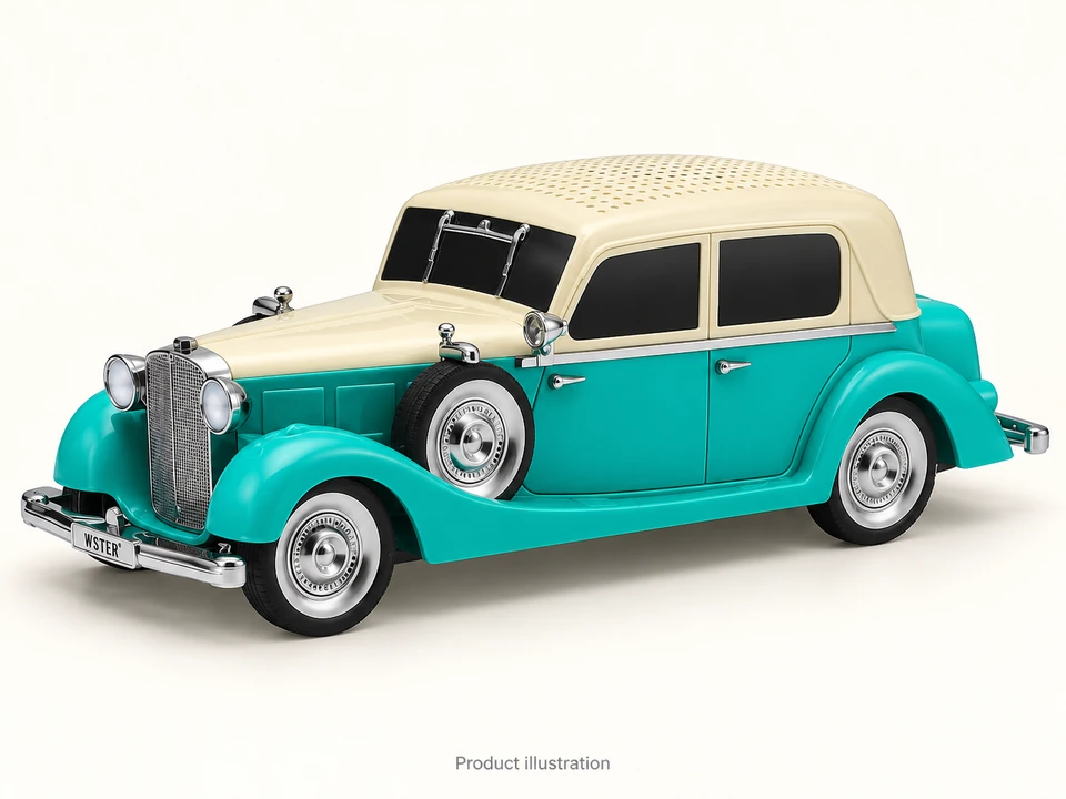 Turquoise and Cream Vintage Car Speaker — Product illustration