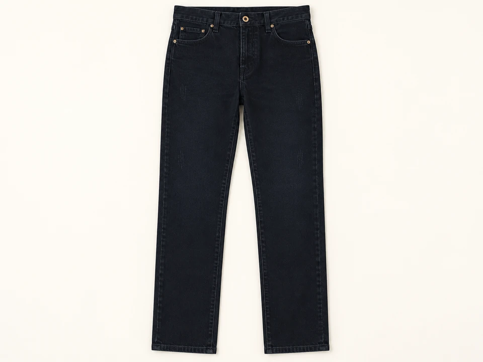 Dark Indigo Straight-leg Jeans on a warm studio background