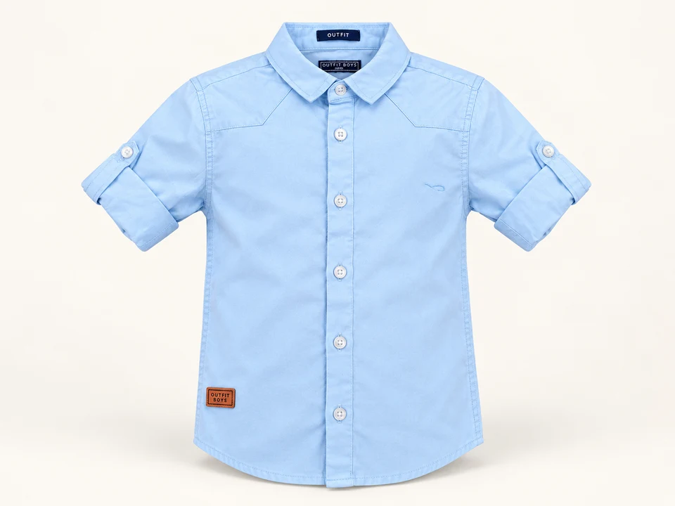 Light Blue Button Shirt on a warm studio background