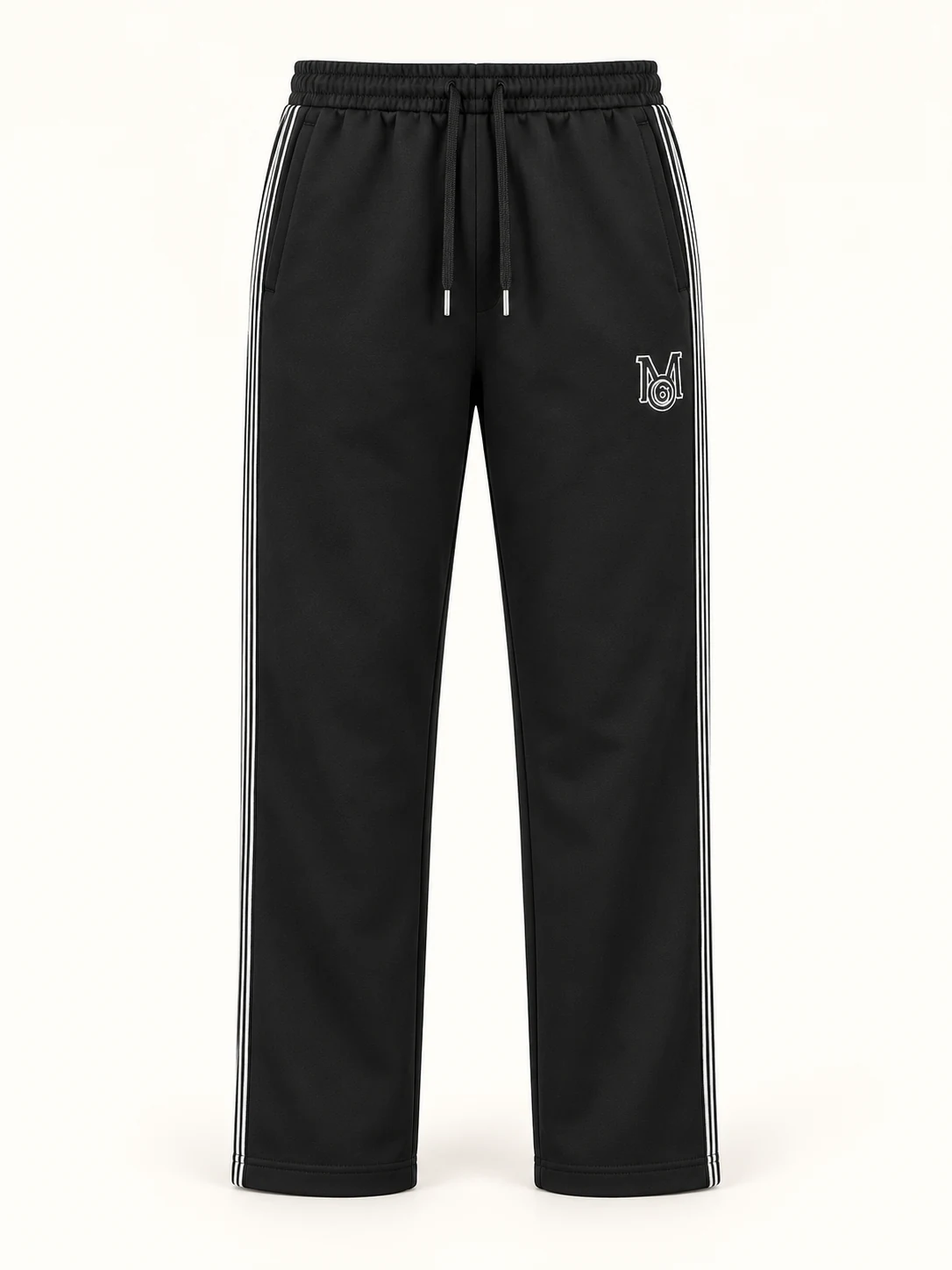Black Striped Emblem Track Trousers