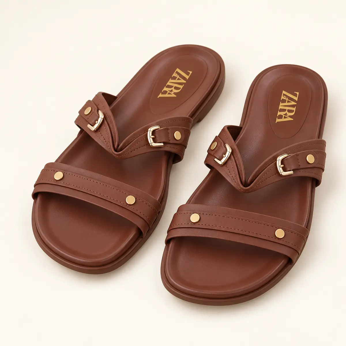 Brown Buckle Detail Slides AI studio illustration