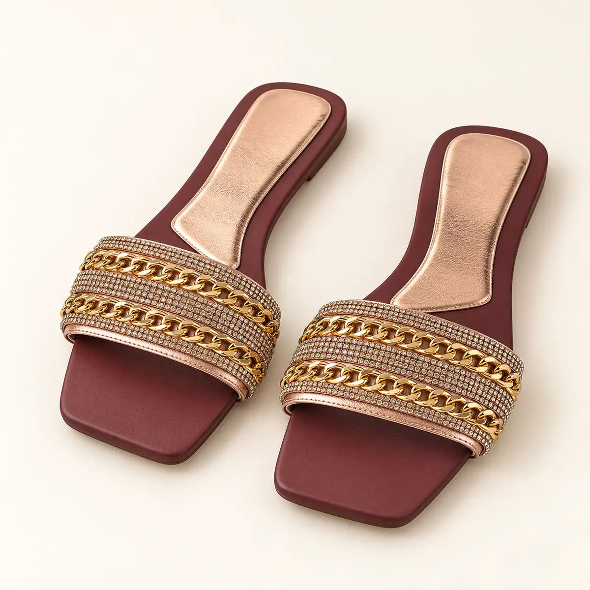 Gold Chain Detail Slides AI studio illustration