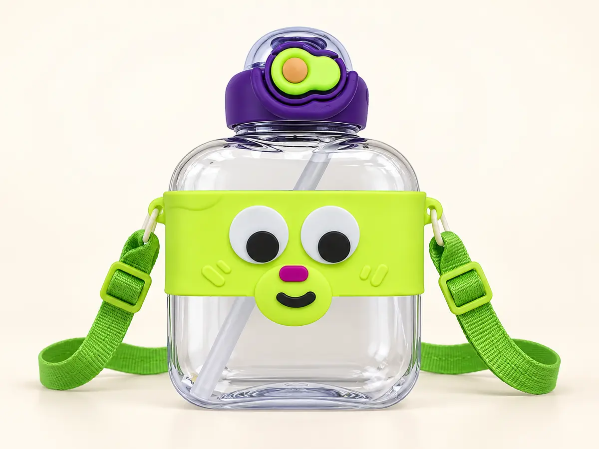 Green Face Water Bottle in available design examples